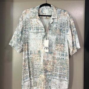 Zara NWT Men's Abstract Button Up Print Shirt
